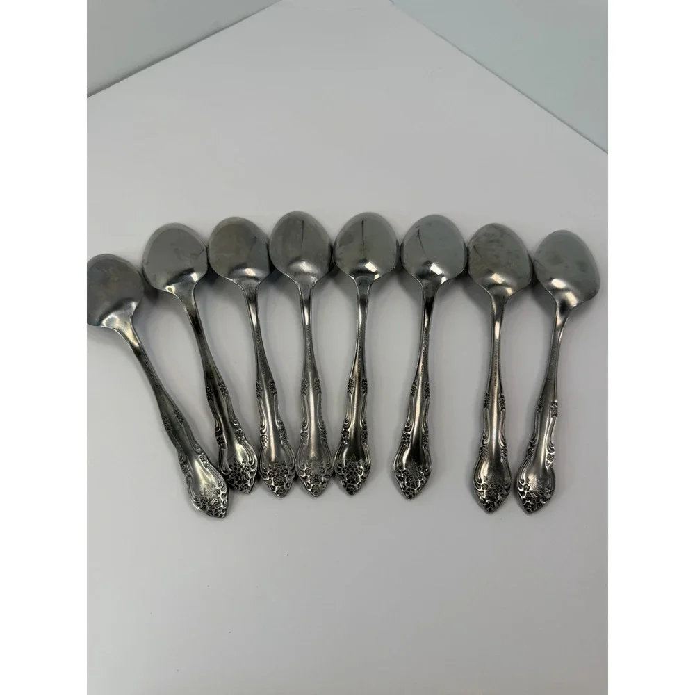 Rogers Dream Rose Soup Spoons Stainless Flatware Korea Set of 8